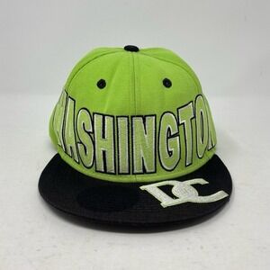 Vintage Washington DC Neon Green Snapback‎ Hat Streetwear Baseball Cap Skater